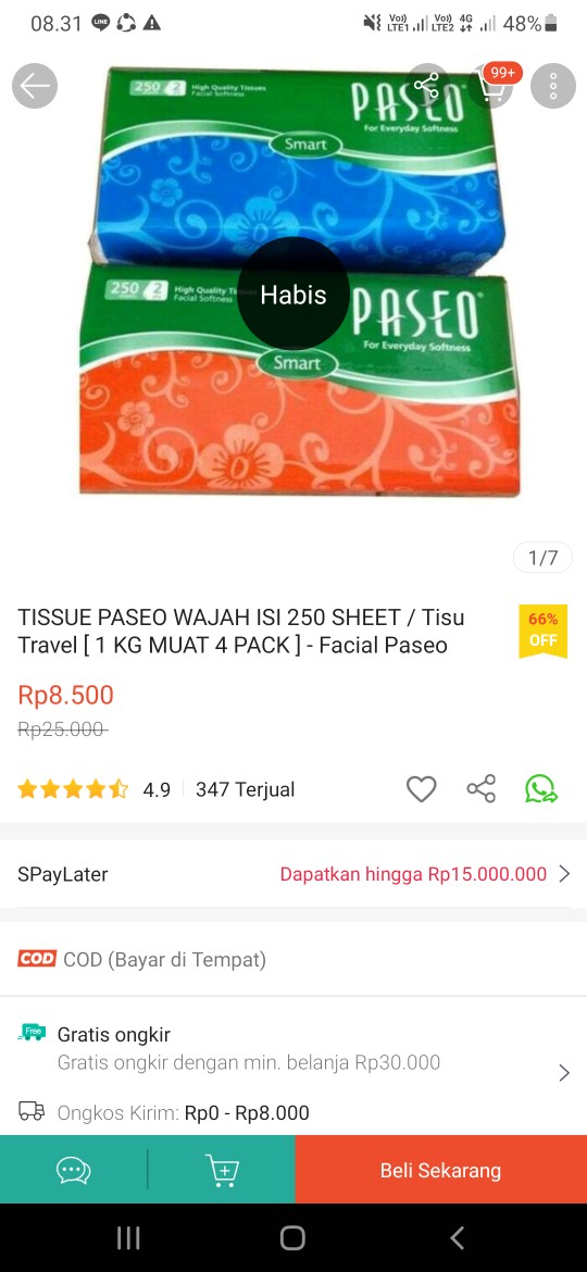 Tissue Paseo Wajah Isi 250 Sheet / Tisu Travel [ 1 Kg Muat 4 Pack ] - Facial Paseo Tisupaseo Smart