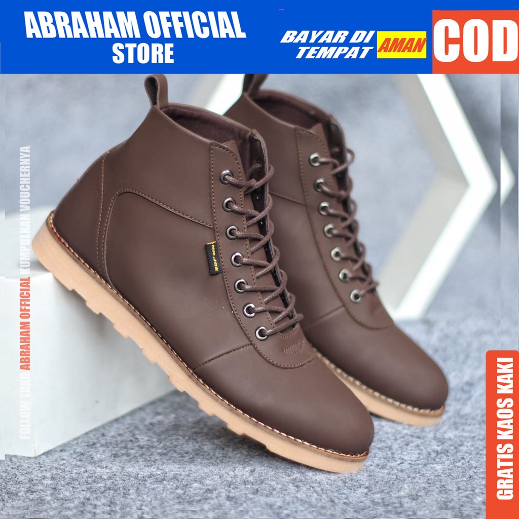 ABRHM x BARA Sepatu Boots Casual Pria Kulit Sintetis Kasual Boot Kerja Cowok Original