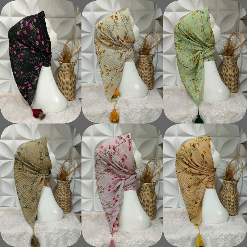 hijab segiempat plisket juntai motif