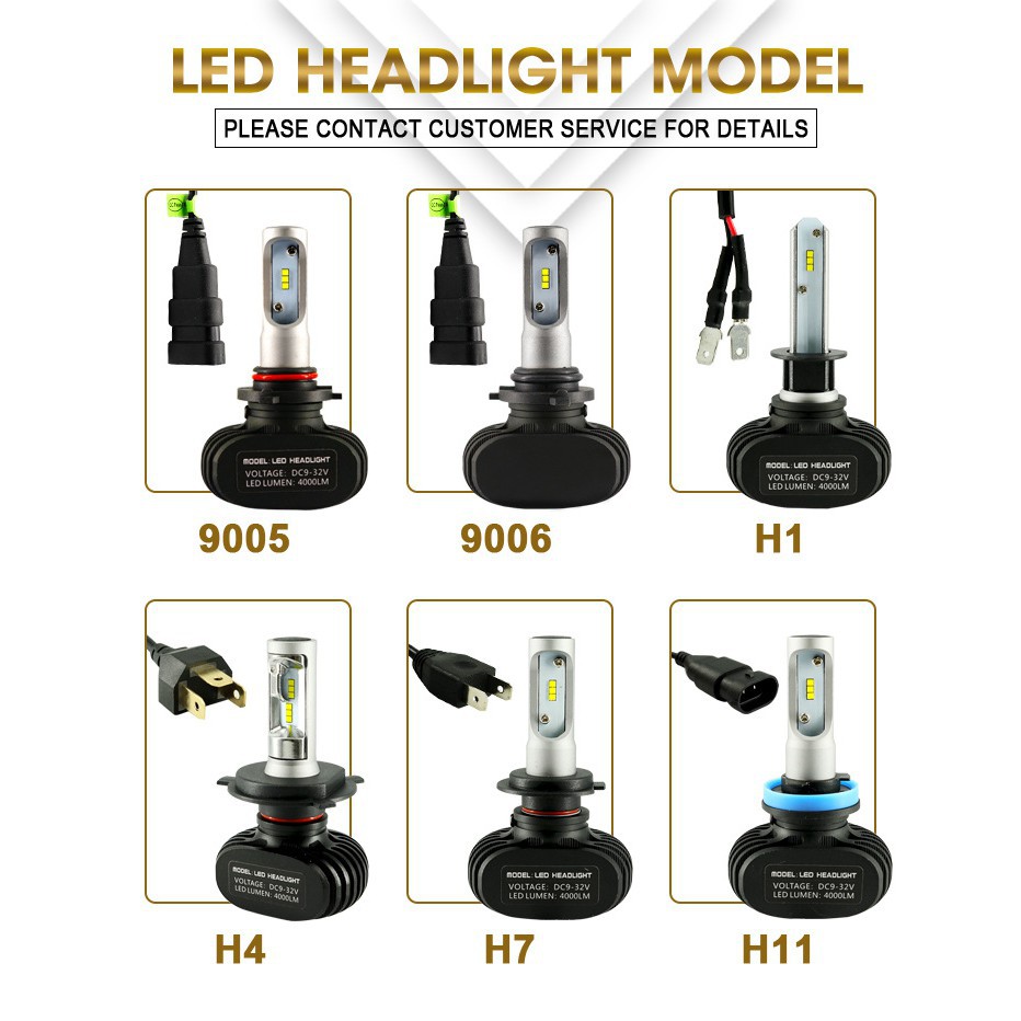 1pair】Car motorcycle LED headlight H4 headlamp H11 Fog lamp H8 Fog light H3 H7H1