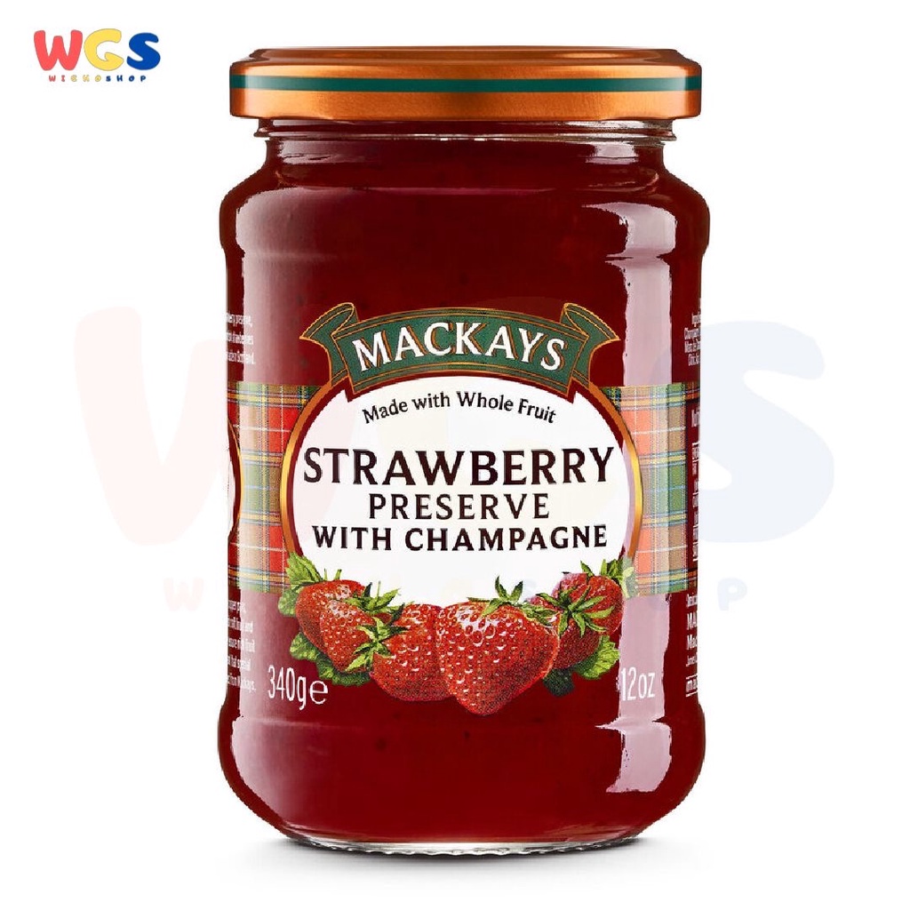 Selai Mackays Strawberry Preserve with Champagne Jam 340 gr - Selai Stawberry