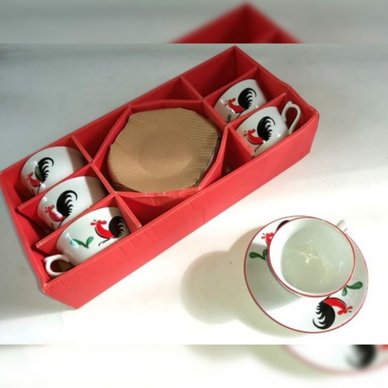 set cangkir jago classic klasik bahan keramik porcelen merk siera