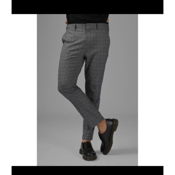 Scoot Tartan Ankle Pant Dark Grey by Preppstudio ukuran 29