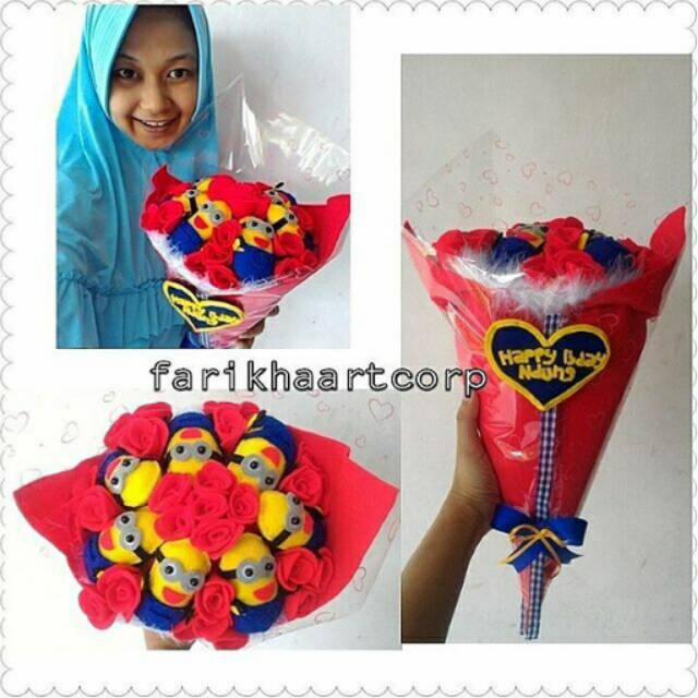 Boneka minion buket minion bucket kado wisuda ulang tahun