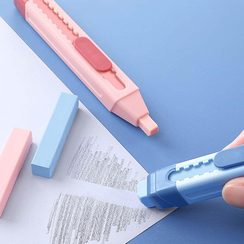 Mxbeauty Push Pull Eraser Anak Kawaii Retractable Sliding Dengan Karet Refill Alat Tulis Kantor