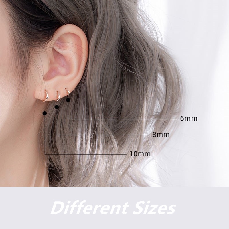 We Flower 1Pair s925 Silver Tiny Ball Hoop Earrings for Women Girls Chic Fashion Ear Bone Clip Jewelry