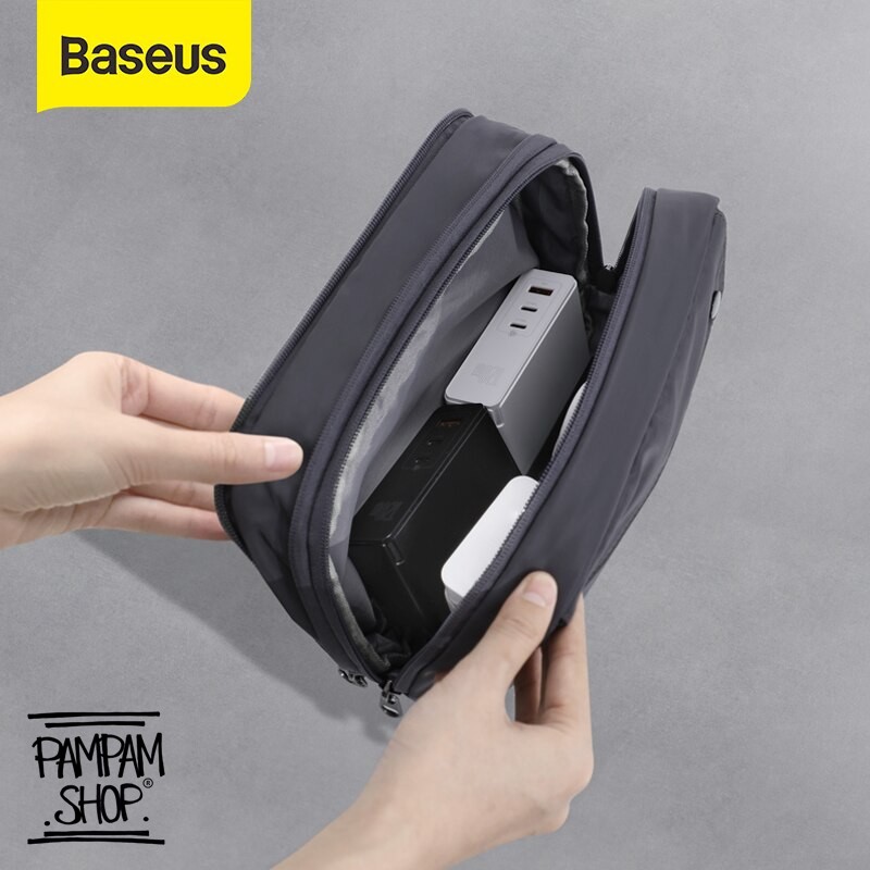 BASEUS ORIGINAL Track Travel Kit Storage Bag Powerbank Kabel Charger Dompet HP Tas Kecil Mini Organi