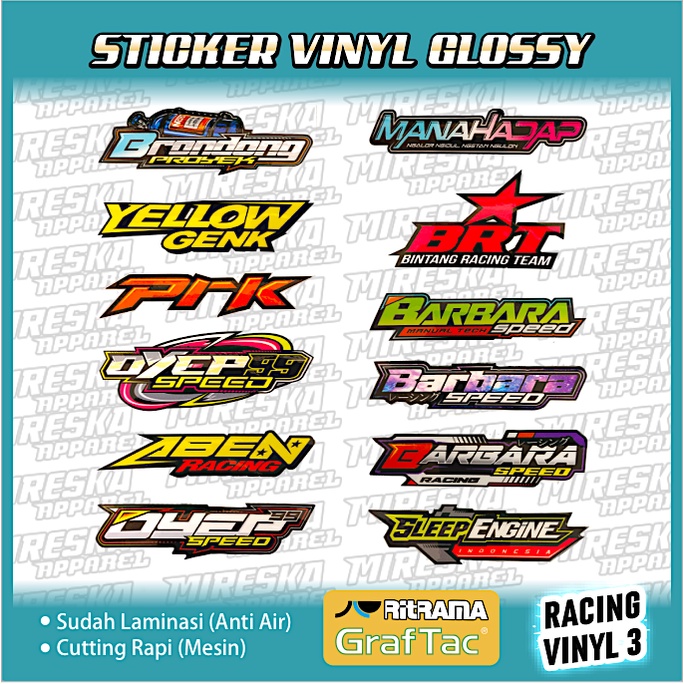 Terbaru Stiker Viral Glossy Terlaris Racing Series 3 | Sticker Viral | Bengkel Motor BARBARA BRONDON