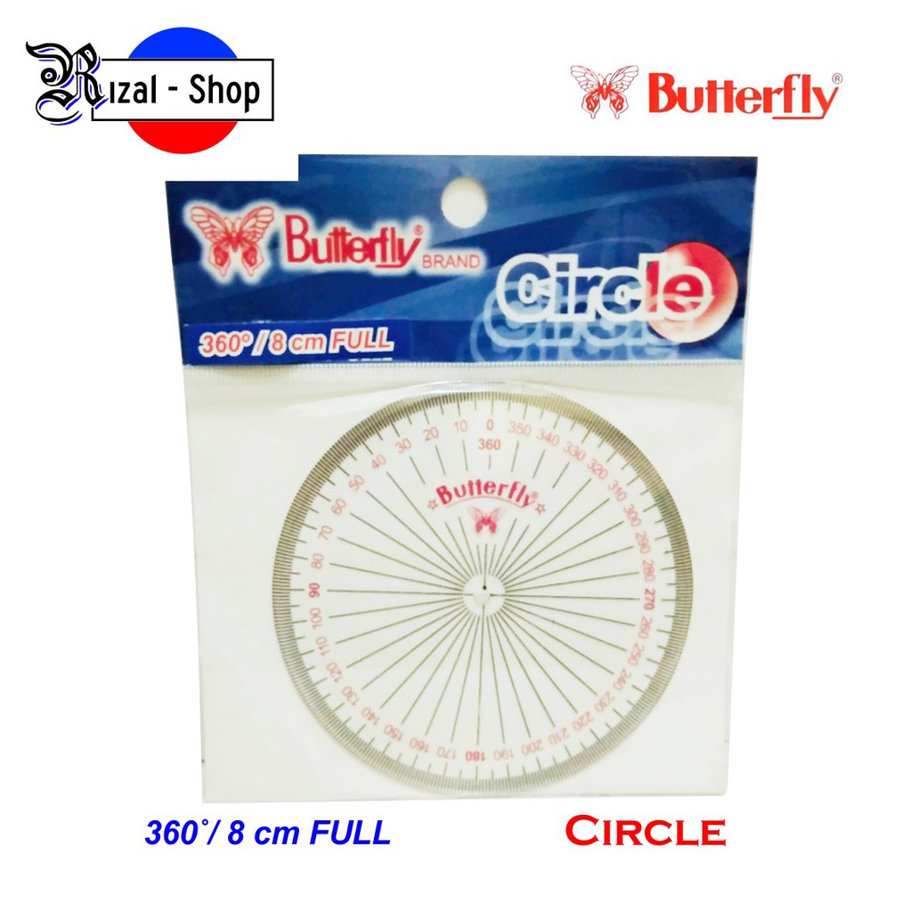 

Penggaris Busur 360 Derajat 8 cm Butterfly Circle / bulat FULL