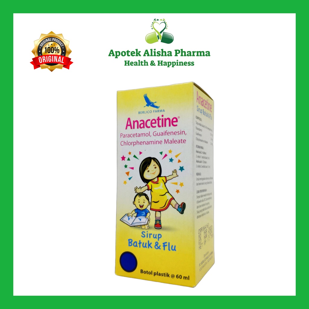 ANACETINE Sirup 60ml - Paracetamol Obat Penurun Panas / Demam Flu / Pilek dan Batuk Anak