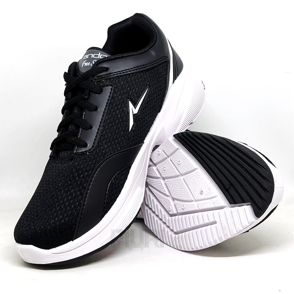 FIURI - Ando Original - EZYA 37-40 Hitam Putih - Sepatu Kets Wanita - Sepatu Sneakers Wanita - Sepatu Olahraga Sport Wanita - Sepatu Casual - Sepatu Jogging Lari Fitness Gym Senam Wanita - Sepatu Anak Perempuan Cewek - Sepatu Sekolah Bertali SD SMP SMA