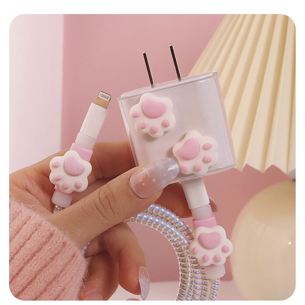 【COD Tangding】Case Pelindung Kabel Data Bentuk Hati Warna Pink Untuk Apple