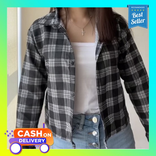 Kemeja Wanita Bigsize Jumbo Besar Oversize Korea Terbaru Cewek Hem Uni Afi - Ec - Kemeja Flanel Keme