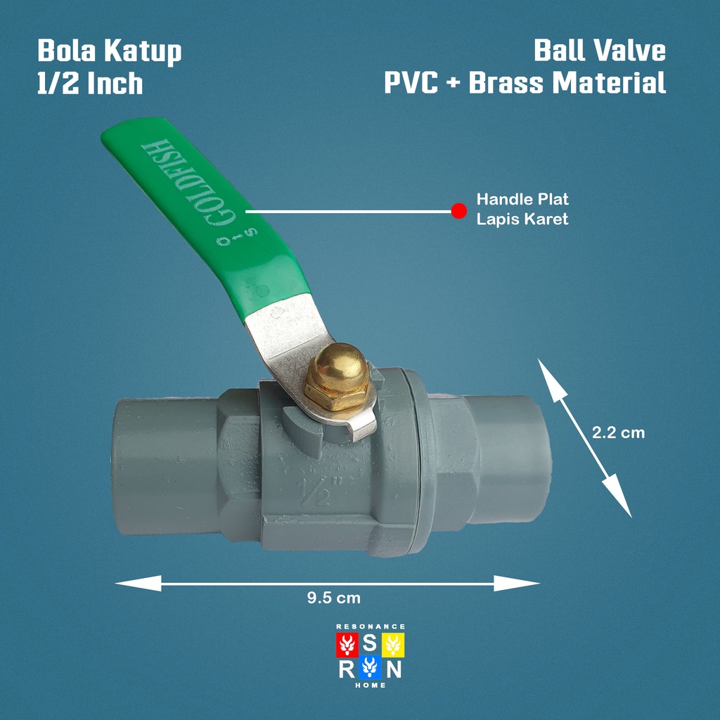 Ball Valve PVC 1/2 Inch Gagang Besi / Bola Katup Resonance Home