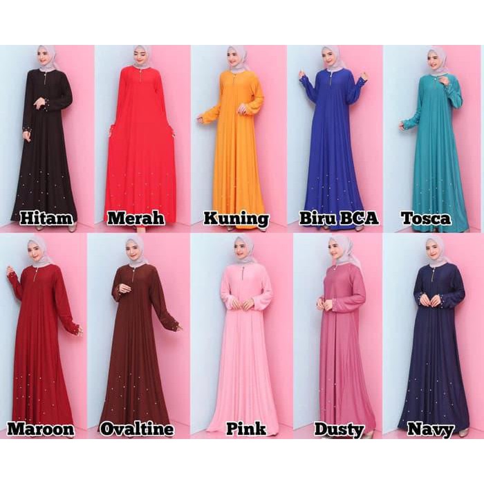 Terhot Baju Gamis Wanita Gamis Jersey Variasi Mutiara 9716/9717 B - Biru Bca, Xxl-Xxxl Paling Baru
