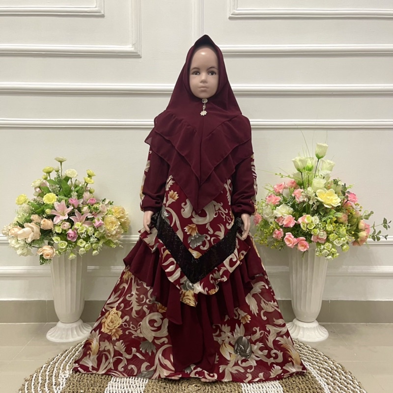 SET GAMIS ANAK V SULTAN CERUTY PRINTING PAYET