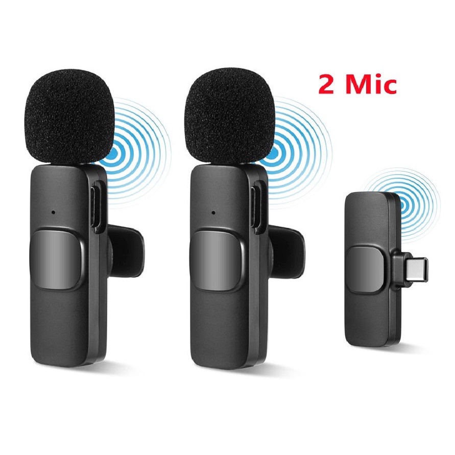 Microphone Wireless Clip On Smartphone Vlog Lavalier Mic Wireless