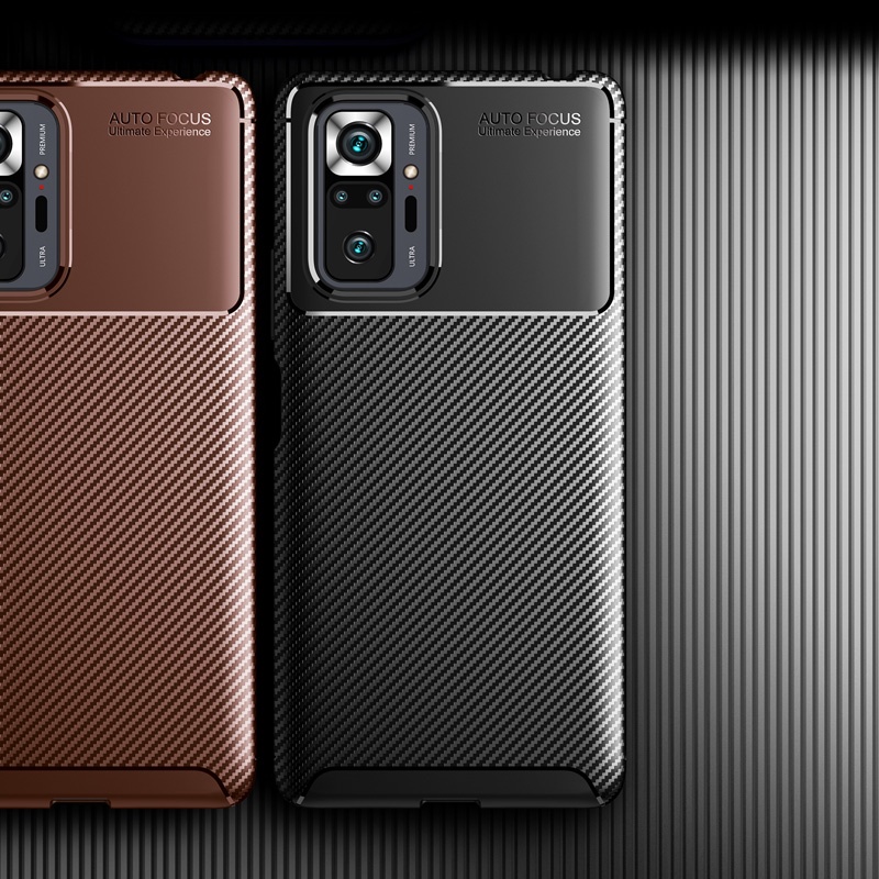Soft Case Silikon Tekstur Carbon Fiber Shockproof Cover Xiaomi Redmi Note 10 Pro 10S 10 4G