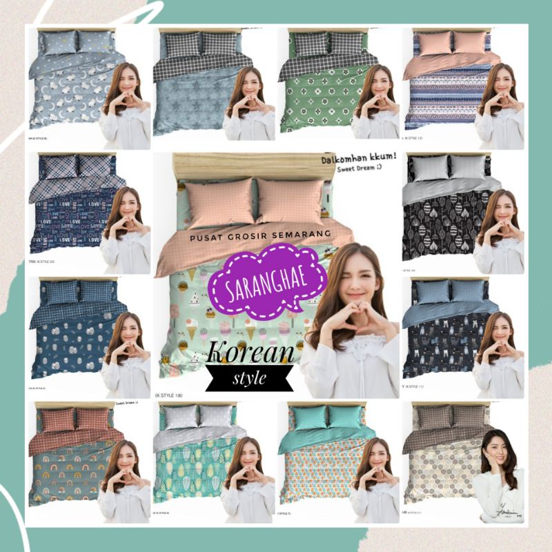 Sprei KENDRA King Size uk 180 uk 180x200 T20 Tinggi 20 cm K Style Motif Korea Modern Minimalis Kids Edition Arcadia Spring Leaves Sweet Dream Erin Cute Blue Owl Black White Cactus Love Fiesta Iris AB Little Star Montana Hello Winter