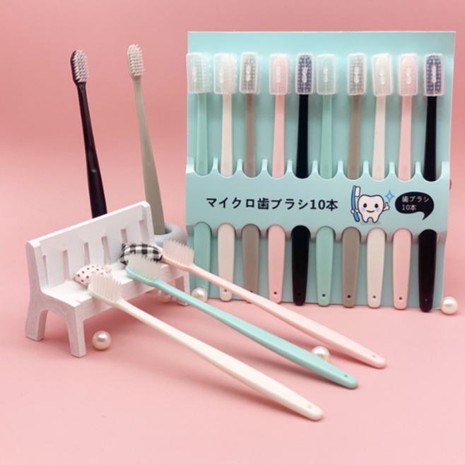 Sikat Gigi Set 10 pcs Arang Putih Eco Friendly Travel Tooth Brush Kepala Kecil Bulu Lembut Sensitif / Sikat Gigi Anak/ Dewasa Bahan Lembut 1 SET ISI 10 PCS / Toothbrush Double Care Sensitive / Sikat Gigi 1 Set Isi 10 Pcs / Toothbrush Sikat Gigi Double