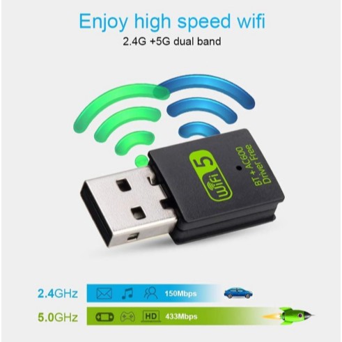 USB Wifi Dual Band Wireless 2.4Ghz 5Ghz Include Bluetooth 2 in 1 Combo