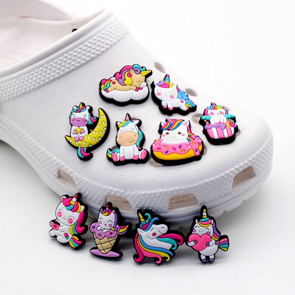 unicorn Crocs Jibbitz wanita charms sandal imut DIY pin Aksesoris pria Bahan Untuk Dekorasi Sepatu Hadiah anak