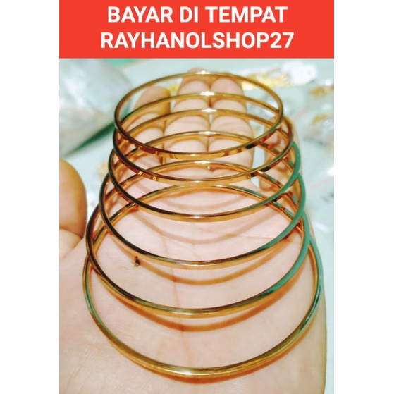 GELANG TANGAN WANITA TITANIUM ANTI LUNTUR WARNA GOLD DAN ROSEGOLD ANTI KARAT,UKURAN 58-60-62