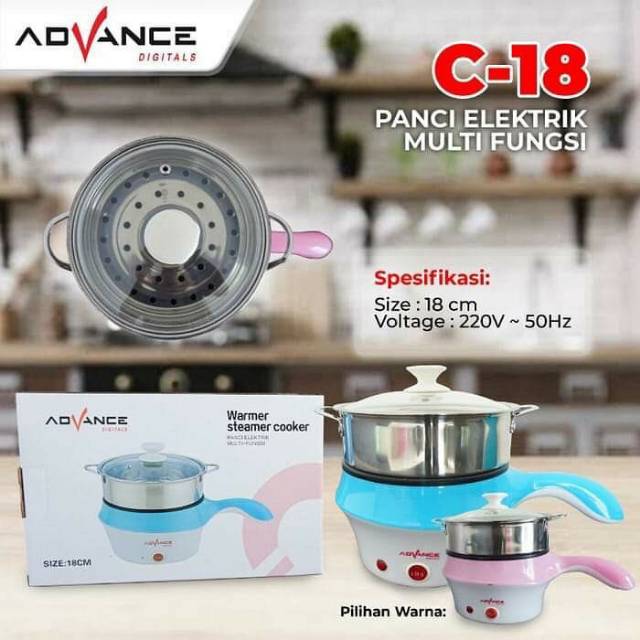 Panci Listrik Elektrik Multifungsi ADV18 Panci Kukus Alat Kukusan Serbaguna