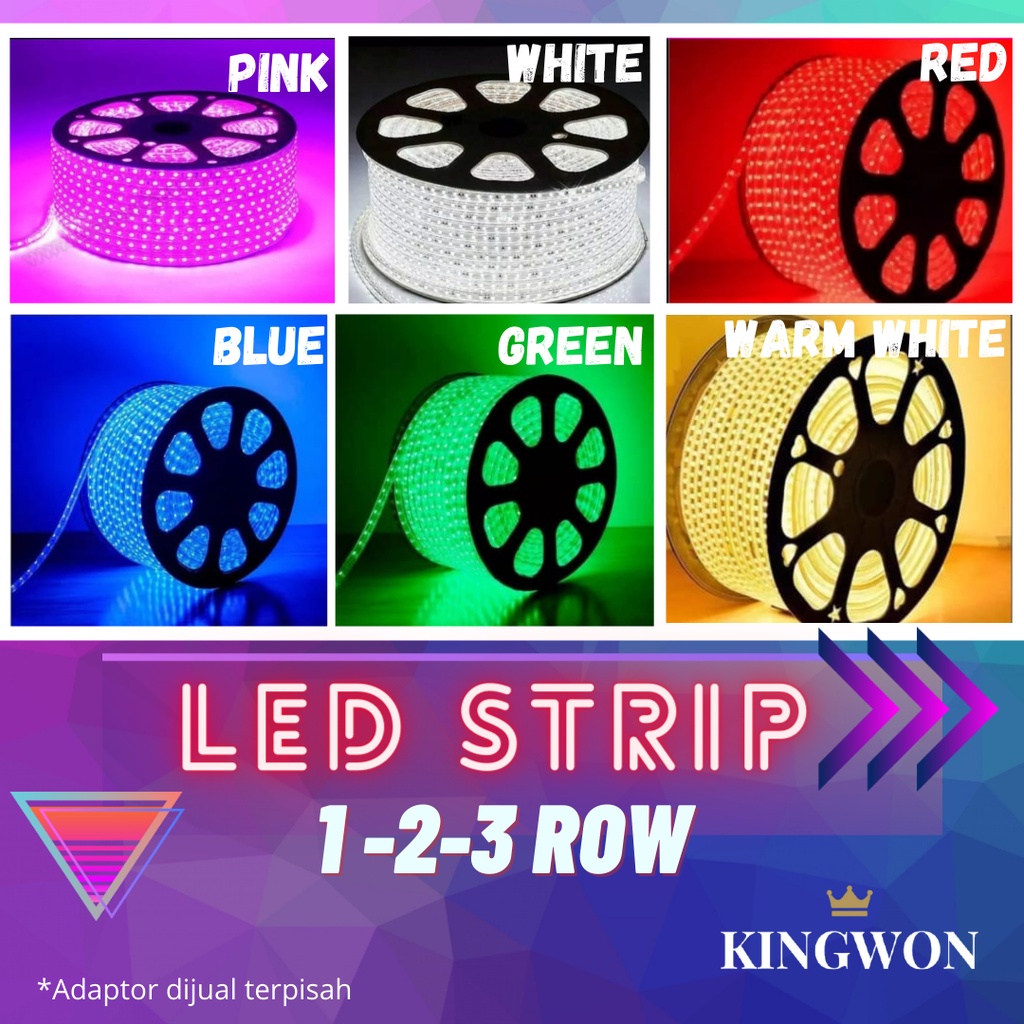 LAMPU LED STRIP SELANG 2835 SMD AC 220 V 1M-100M 1 ROW 2 ROW 3 ROW OUTDOOR INDOOR