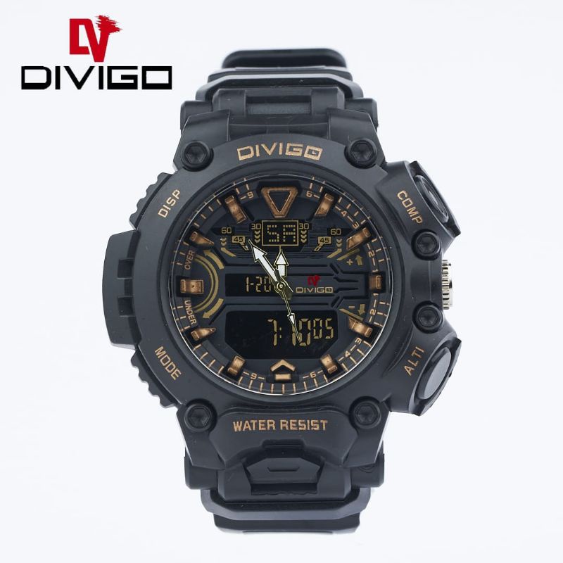 (Cod)Jam Tangan Pria Divigo Disp Anti Air/Water Resist Strap Rubber/Karet(Dikirin Jakarta)