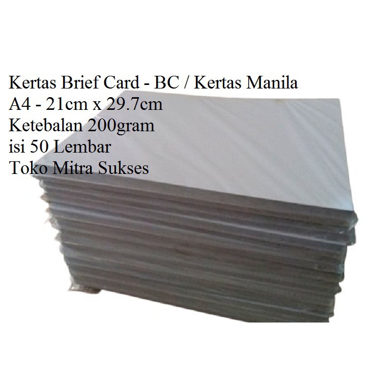 

Sy 50 Lembar Kertas Brief Card - BC - Kertas Manila 200gram A4