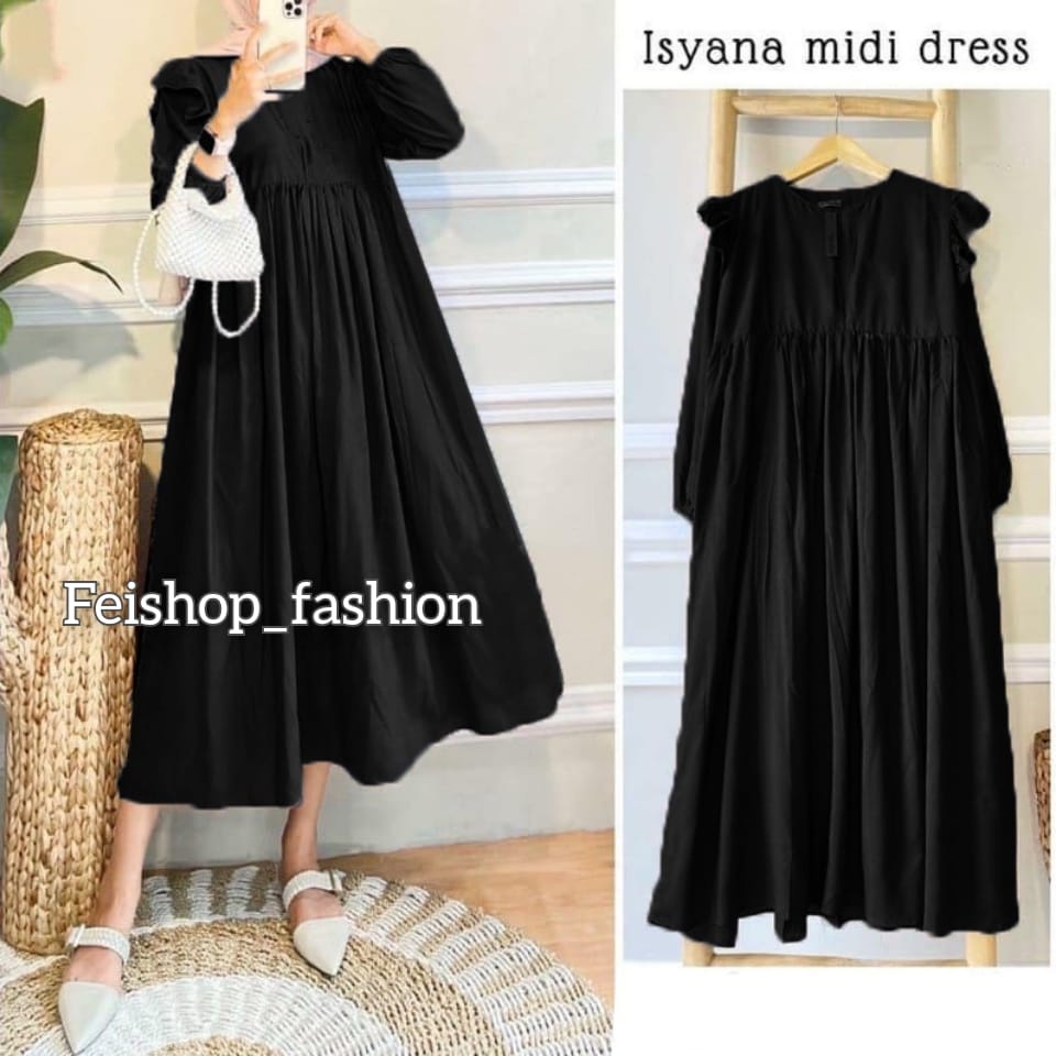 Isyana Midi Dress l Casual Dress Wanita Kekinian