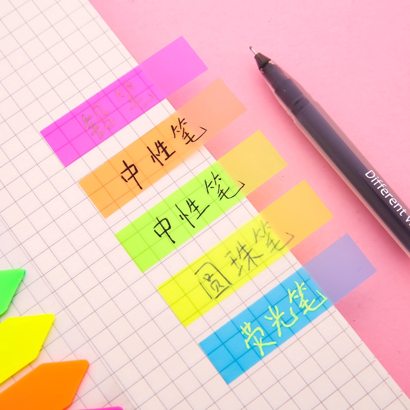 5 Colors Fluorescent Sticky Notes Instruction Classification Index Labels Sticker Student Stationery