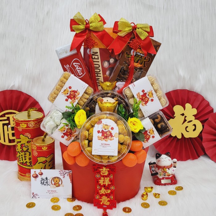 

Paket box dekorasi sakura hampers imlek cny parcel kado kue kering 80