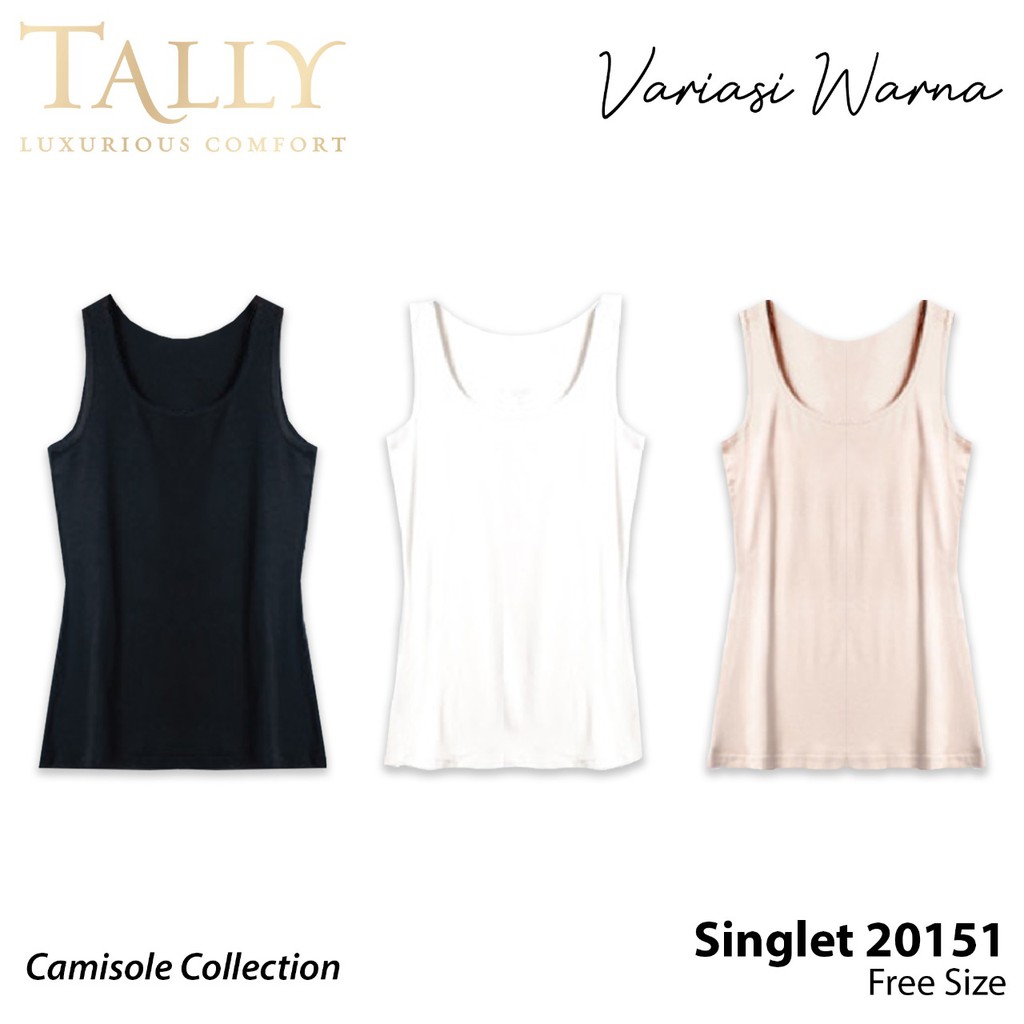 TALLY Singlet Wanita Katun Modal Fit to XL - XXL Tanktop Polos Nyaman Dipakai 20151-4