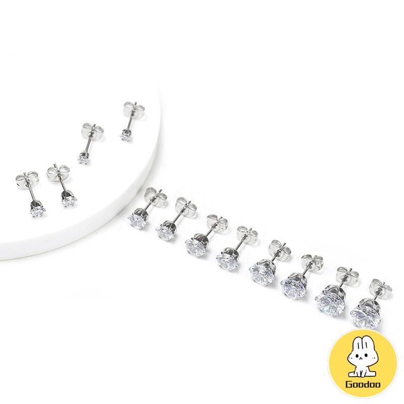 1PC Anting Tusuk Anti Karat Anti Alergi Zirkon Mini Stainless Steel Kualitas Tinggi Aksesoris Wanita -Doo