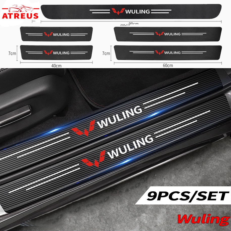 Stiker Strip Pelindung Pintu Mobil Bahan Carbon Fiber Untuk Wuling Wuling Confero S Cortez Almaz Air EV Baojun 310