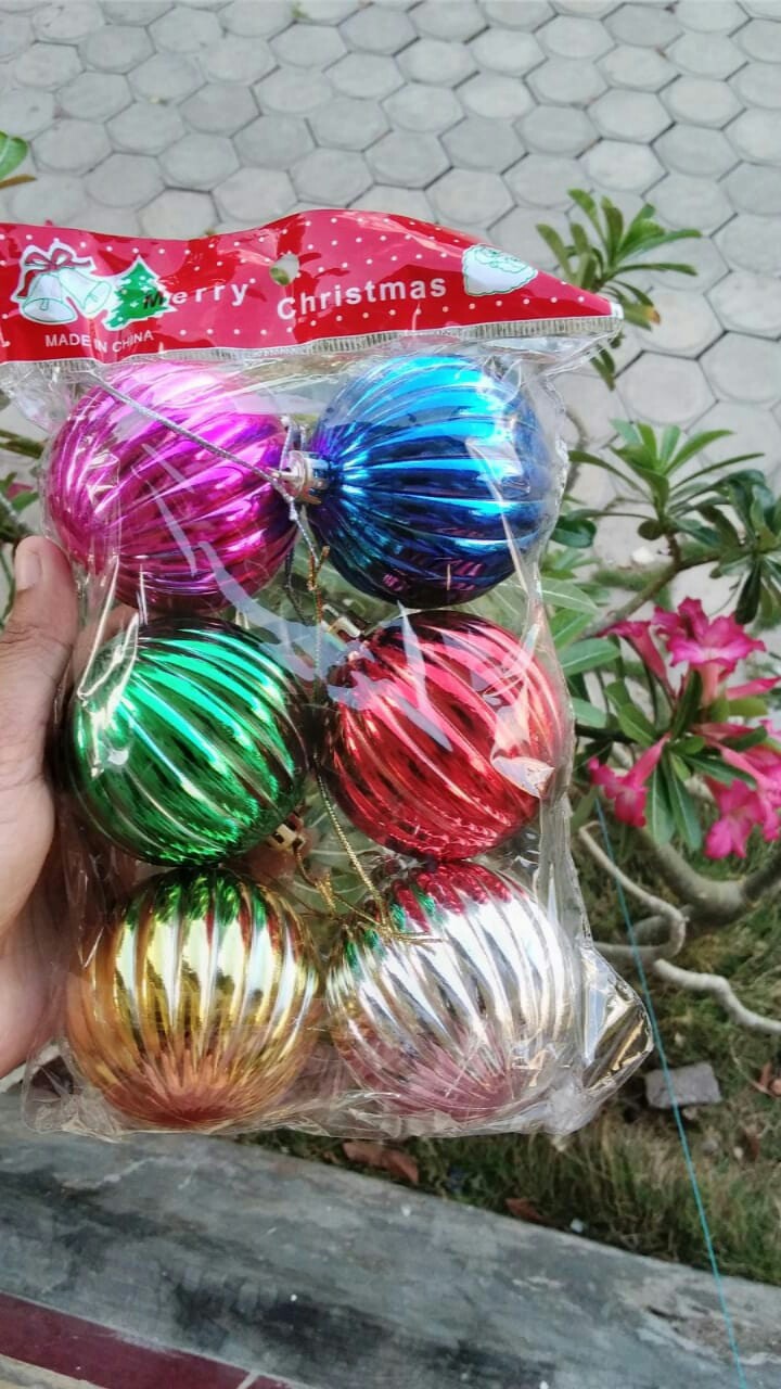 Bola Natal 6cm 6 Buah 1 Paket Hiasan Pohon Natal Dekorasi Natal