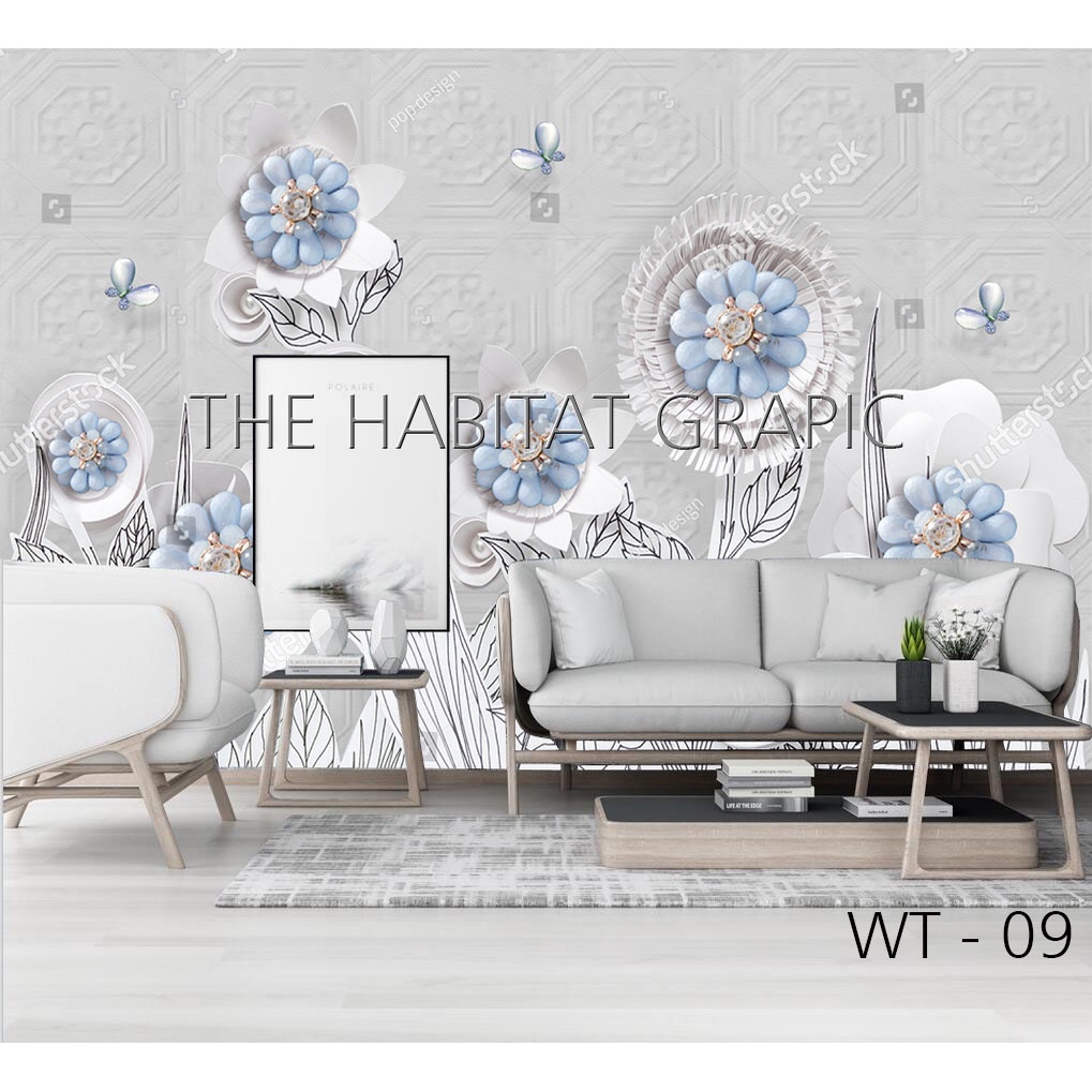 TERBARU Wallpaper dinding - Wallpaper dinding Ruang Tamu 3D - Wallpaper dinding Bunga putih 3D