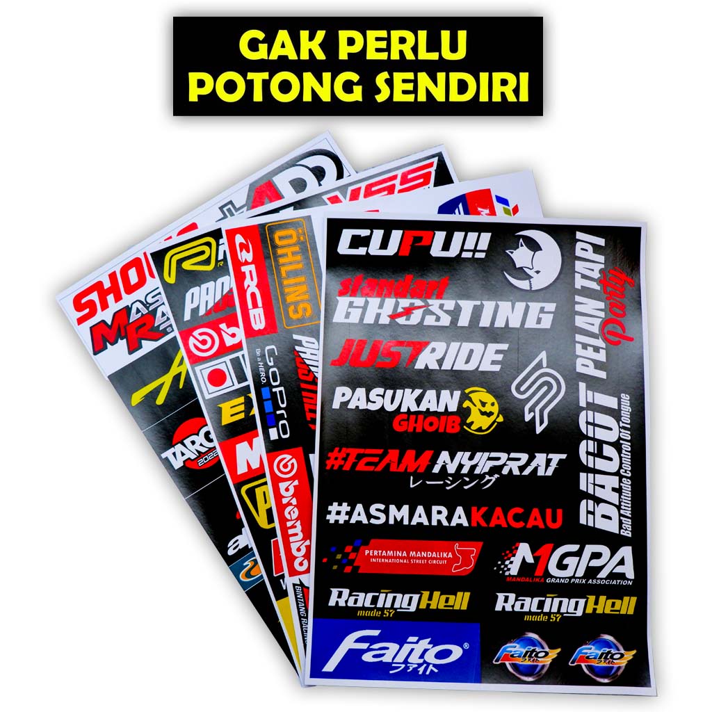 PAKET MURAH ISI 4 LEMBAR STIKER II,  Stiker Motor, Sticker Motor, Stiker Motor Keren, Stiker Racing Motor, Stiker Sponsor Racing