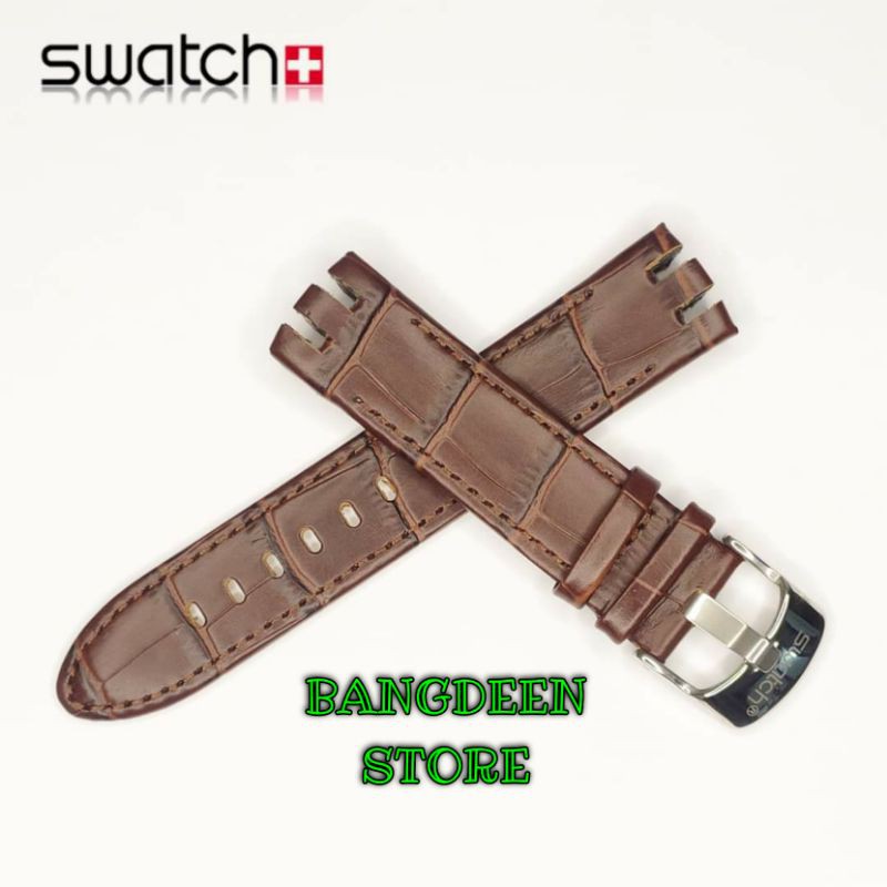 Strap Tali Jam Tangan Kulit Swatch Swatch 21mm Coklat Tua