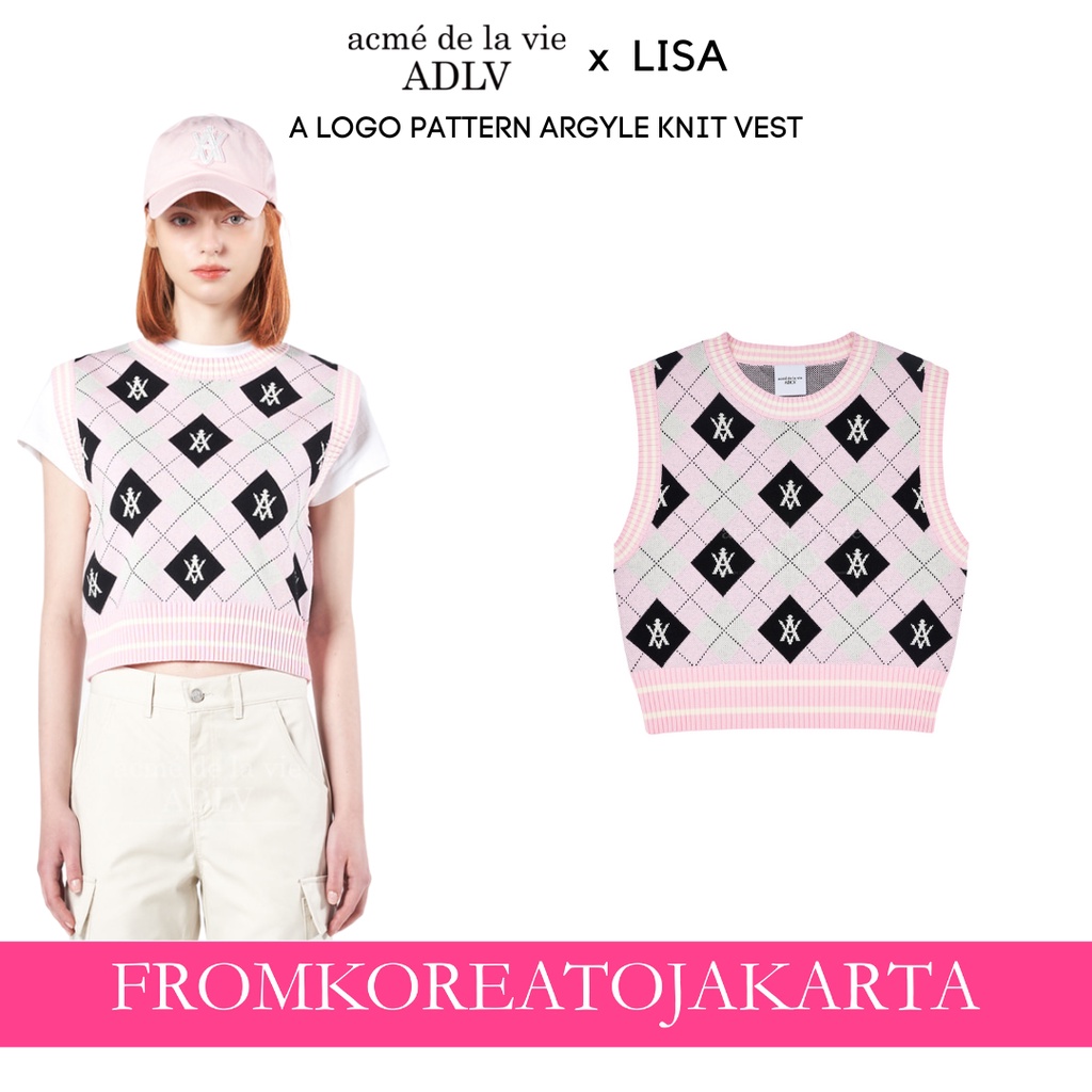 ADLV x LISA A LOGO PATTERN ARGYLE KNIT VEST