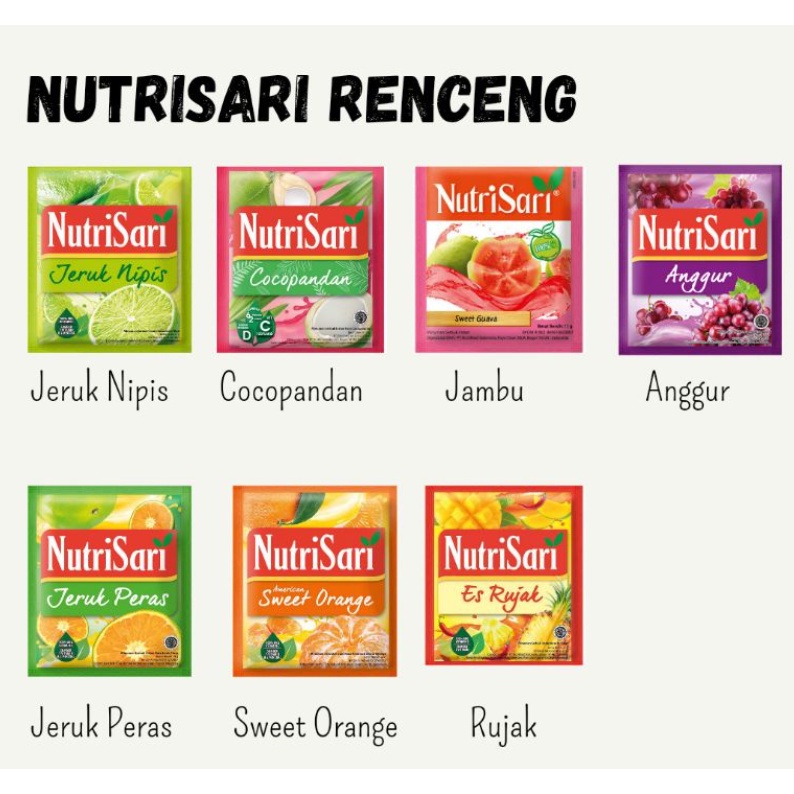 

Nutrisari Aneka Rasa 1 Renceng isi 10 Sachet