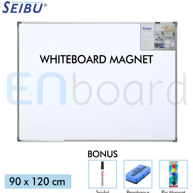 

Office & Stationery | Alat Tulis | Papan Tulis Whiteboard Gantung Magnet Single Face Seibu 90 X 120 Cm | Best Seller