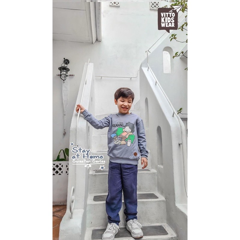 Sweater Vitto Kidswear | Sweater Stay At Home | Sweater Anak Keren nablfashion