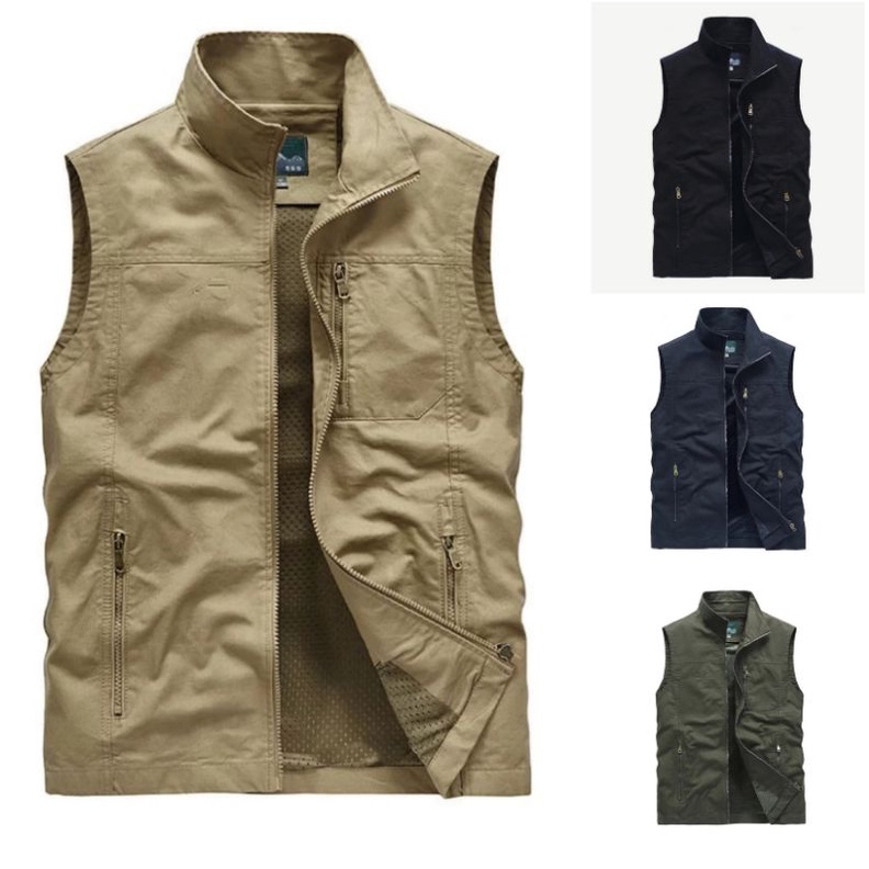 Jaket Rompi Pria /Rompi Pria Keren/ Rompi Lapangan / Rompi Outdoor / Rompi Cowok/ Rompi Katun Drill