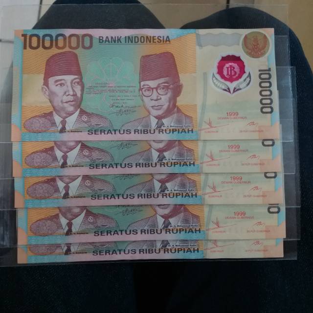 Uang Kuno Plastik Polymer Rp. 100.000 Tahun 1999 full gress