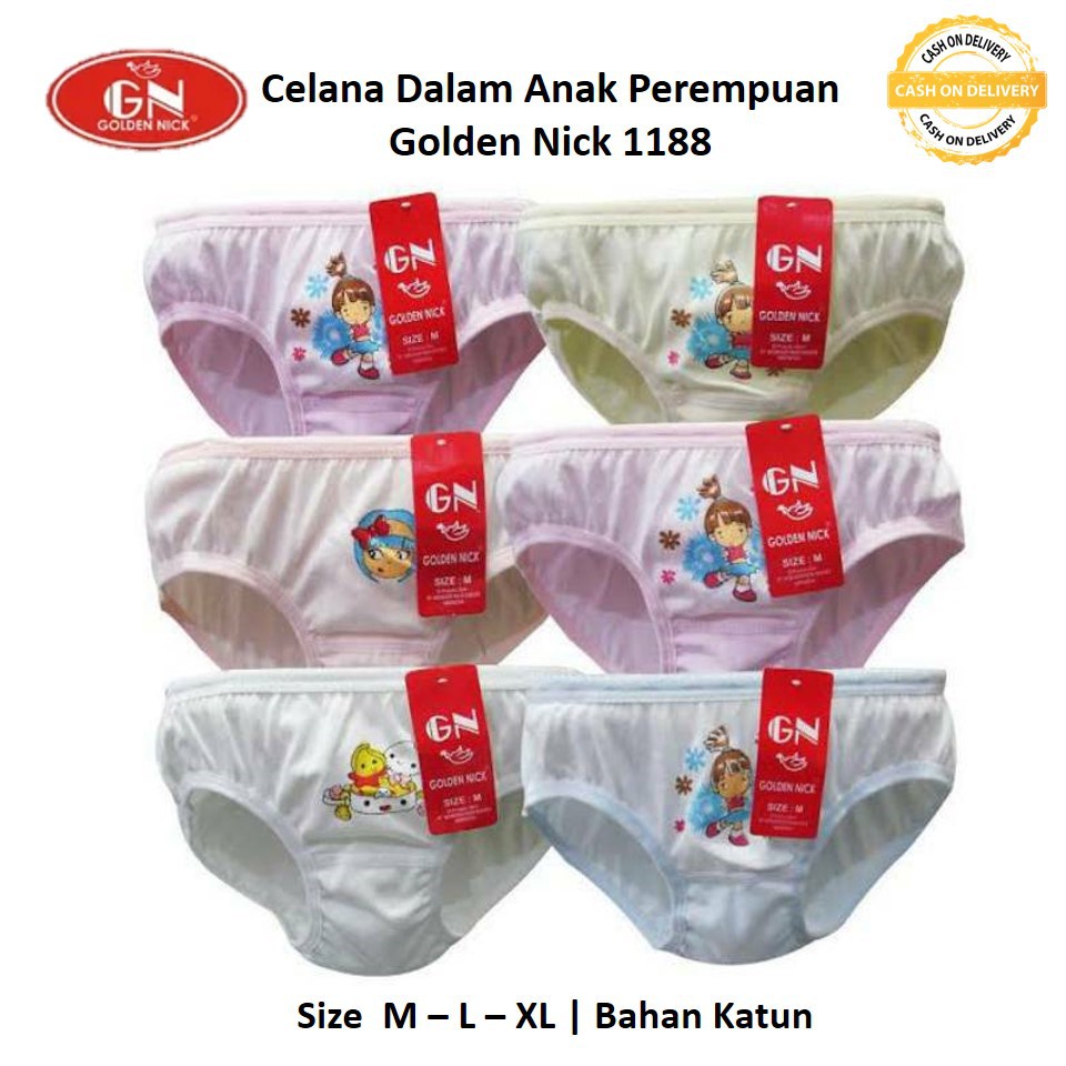 CD Celana Dalam Anak Perempuan Cewek Golden Nick CD Anak GN Murah Termurah 1/2 LUSIN / ( 6 PCS )
