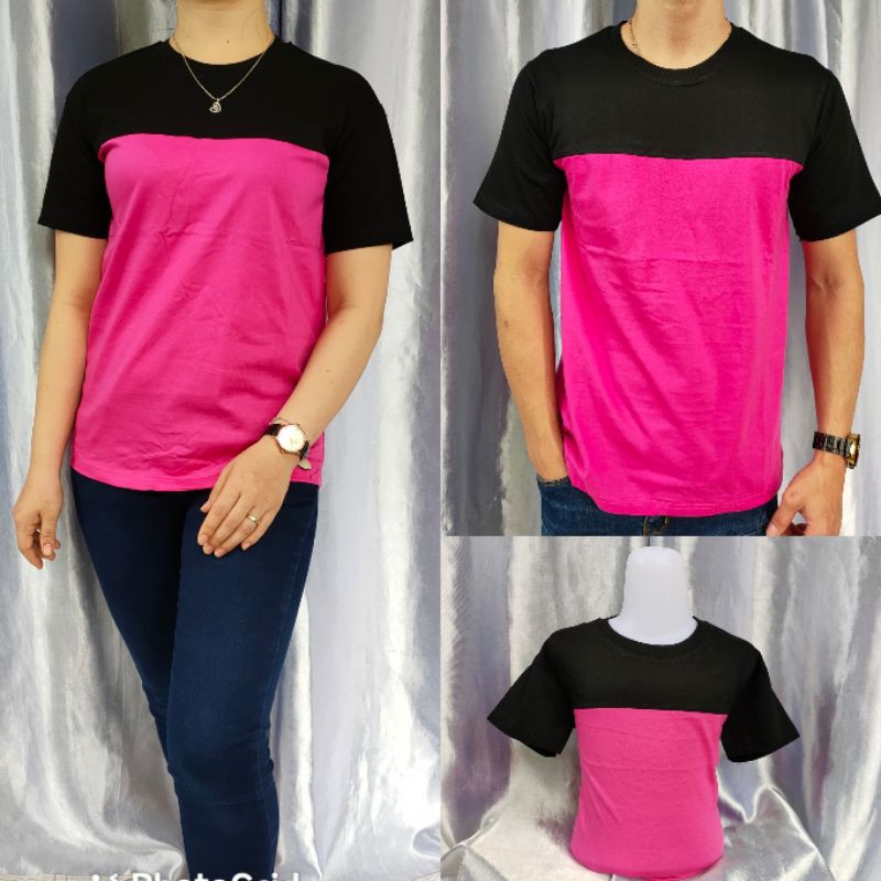 kaos polos reglan Pink-Hitam kombinasi uk 20 22 S M L XL XXL