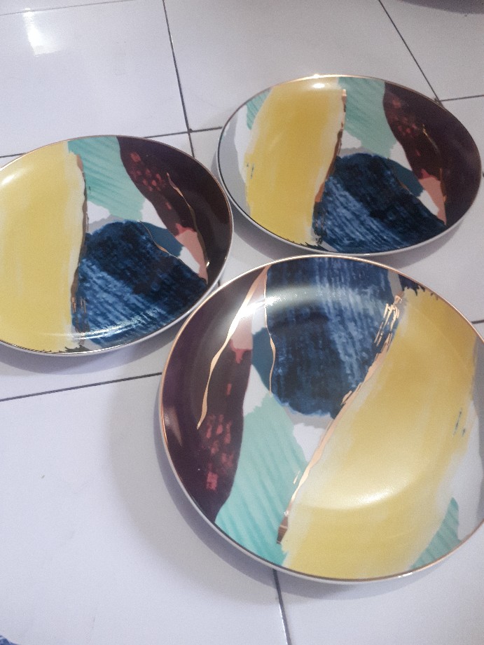 Watercolor Plate Premium Quality Piring Makan